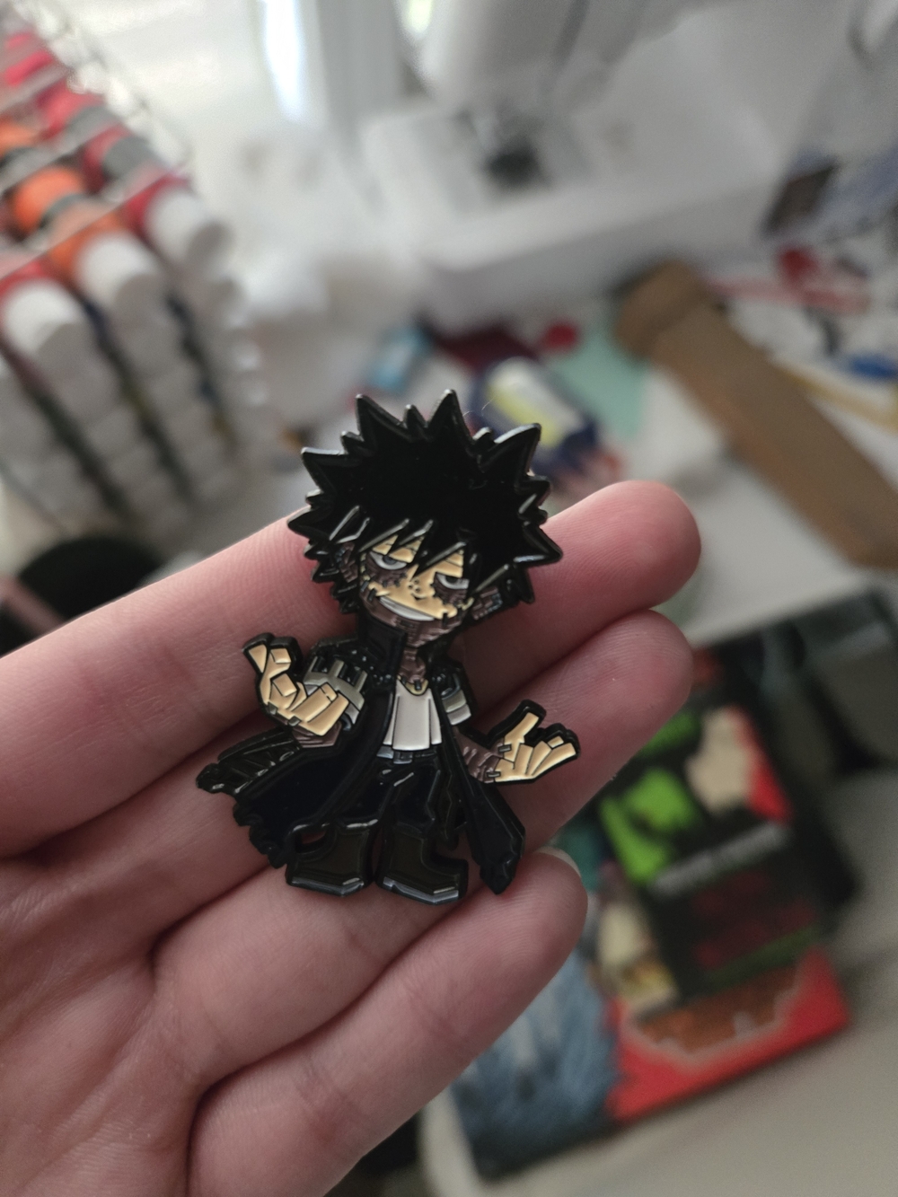 Black Anime Character Enamel Pin - Kids Accessories
